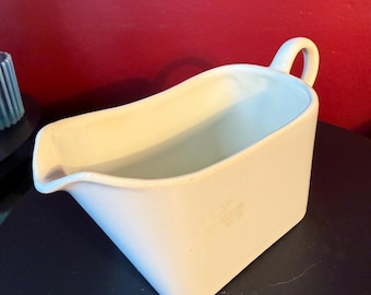 Zabytkowy franciszkański biały ceramiczny pojemnik na śmietankę i sos w stylu mid-century modern