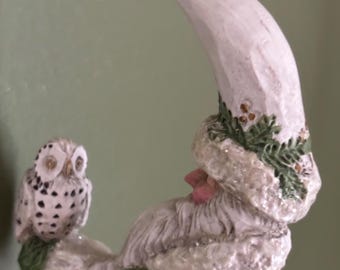 Pam Schifferl Crescent Santa Ornament, Hand Painted Christmas Decor, Lover Antiques and Vintage Gift