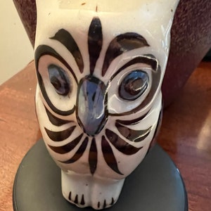 Vintage Tonala Mexican Pottery Owl - Signed Ken Edwards