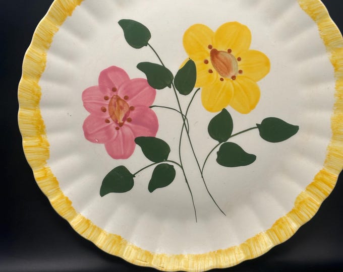 Blue Ridge Wrinkled Rose Hand Painted Platter 1932, 11 1/2” in diameter, Lover Antiques and Vintage