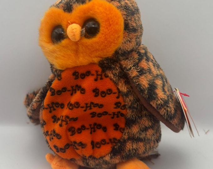 Boo Who? The Halloween Owl, Retired Ty Beanie Baby Owl Plush Stuffed Animal