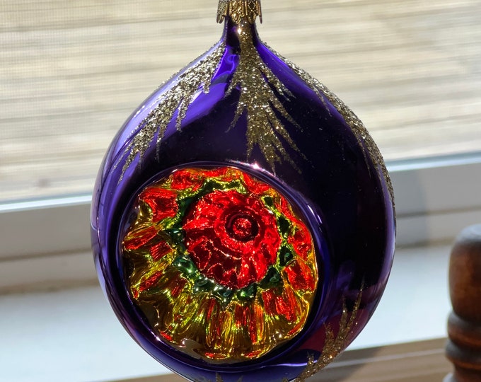 Vintage Germany Glass Ornament glass art Mid Century Modern Diorama ornaments Christmas Holiday purple