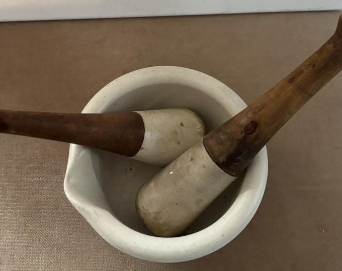 Antique Large Mortar and Pestle with Stone Bowl Lover Antiques and Vintage