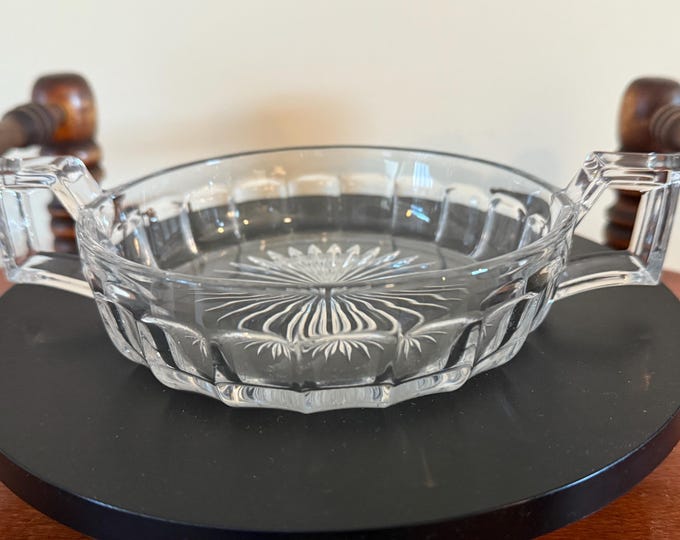 Vintage Heisey Glass Narrow Flute Bowl with Angled Handles Lover Antiques and Vintage