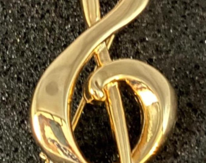 Vintage Gold Music Pin Brooch Lover Antiques Red Enamel Pins