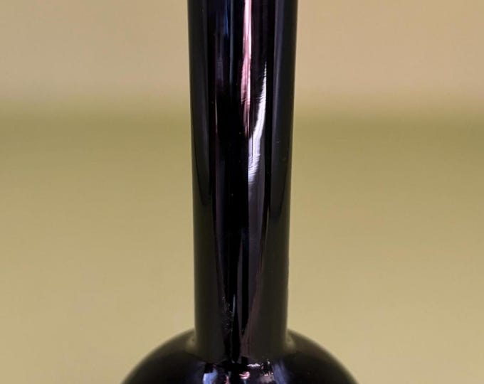 Vintage Black Lacquer Bud Vase Shiny Fluted Vase Lover Antiques and Vintage