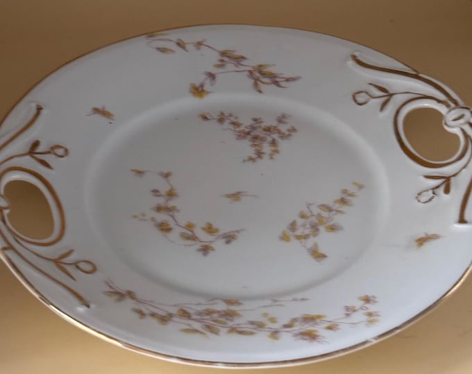 Antique Tressemanes & Vogt Cake Plate with Handles, Limoges White Porcelain Cake Platter, Lover Antiques Vintage