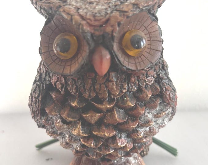 Vintage Owl in Pinecone Basket Ornament Gift For Her Lover Antiques and Vintage