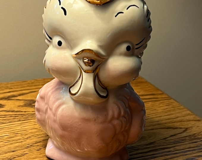 Vintage Shawnee Pottery Owl Pitcher with 14K Gold Trim Pink and White Owl Lover Antiques and Vintage