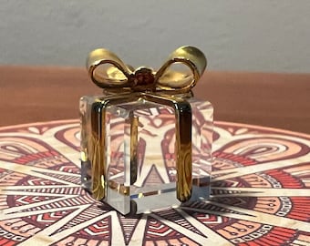Vintage Swarvoski Glass Present with 24k Gold Glass Art Gift Sculpture Art Glass Figurine great gift artwork crystal cut glass