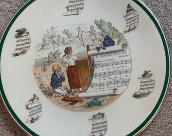 Antique Peasant Village Parry Vieille Very Large Rare French Opera Platter Signed PV Lover Antiques and Vintage