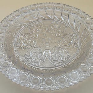 Crystal Glass Serving Platter Glass Serving Tray Scrolled Glass Lover Antiques and Vintage