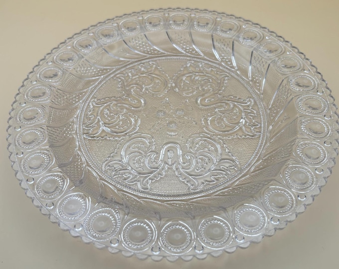 Vintage Crystal Glass Serving Platter Glass Serving Tray Scrolled Glass Lover Antiques and Vintage