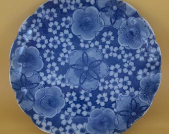 Vintage Blue Flowers Dish Japanese Bowl Very Pretty Made in Japan Lover Antiques and Vintage
