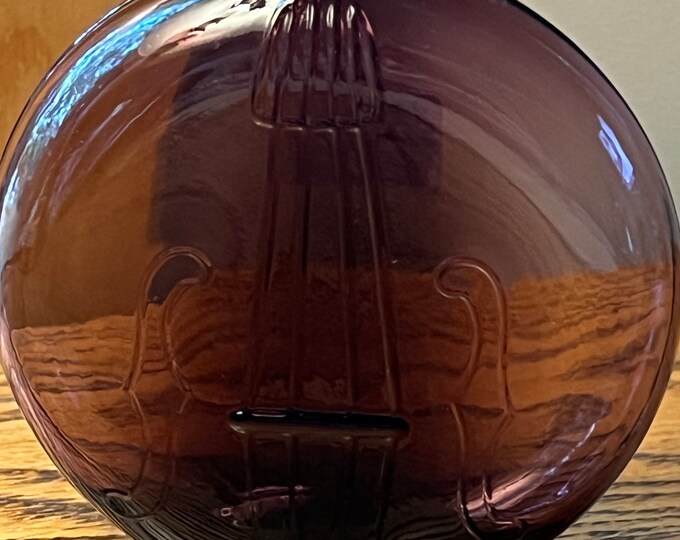 Vintage Amethyst Glass Bottle Banjo Style Embossed Glass Art Lover Antiques and Vintage