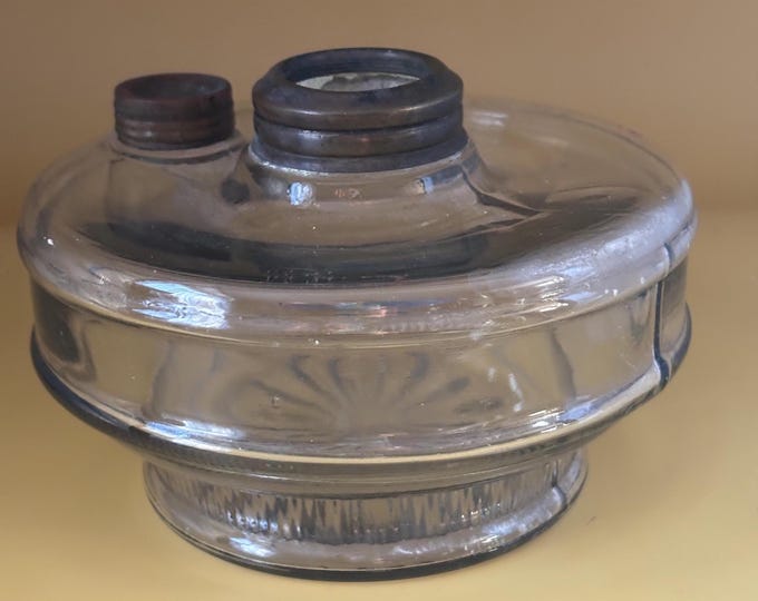 Antique Glass Oil Lamp Font for Cast Iron Bracket or Hanging Light