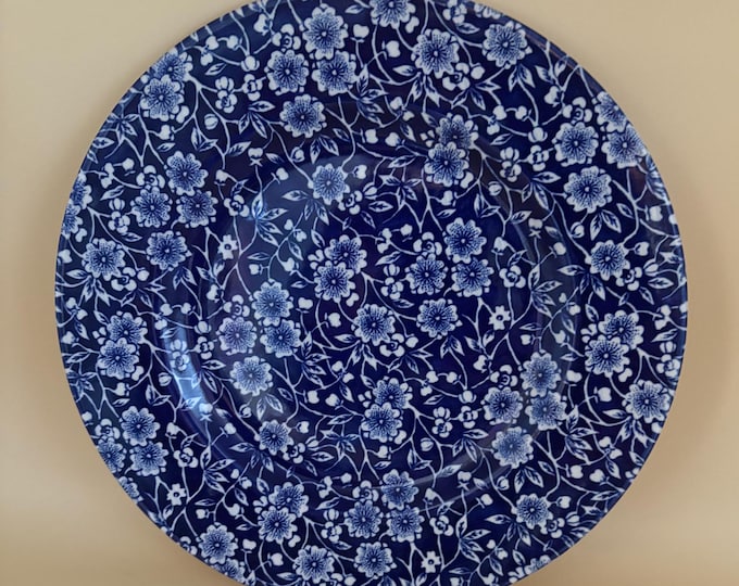 Vintage CALICO Blue Flower Dinner Plates Royal Crownford Ironstone England Blue and White Floral Transferware Lover Antiques