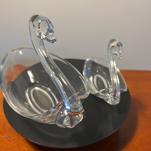 Vintage Art Glass Swan Candy Dishes - Set of 2 - Home Decor