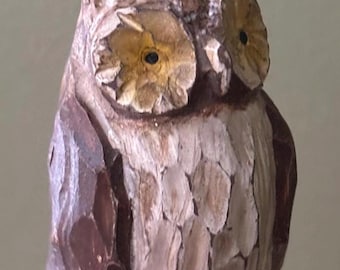 Vintage Hand Carved Owl Ornament: Sweet Gift