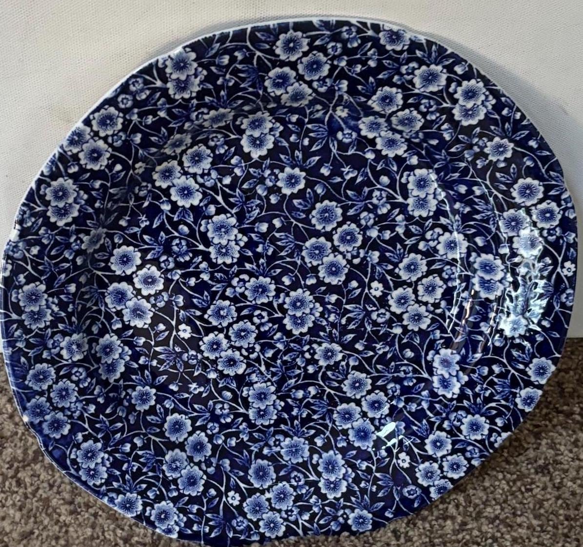 Vintage Calico Blue Burleigh Dinner Plate Royal Crownford