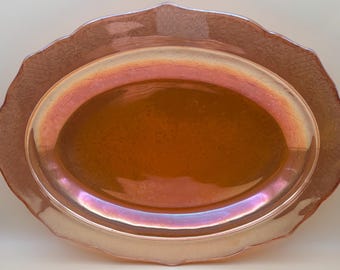 Vintage Federal Glass Marigold Carnival Glass Platter Orange Plate Lover Antiques and Vintage