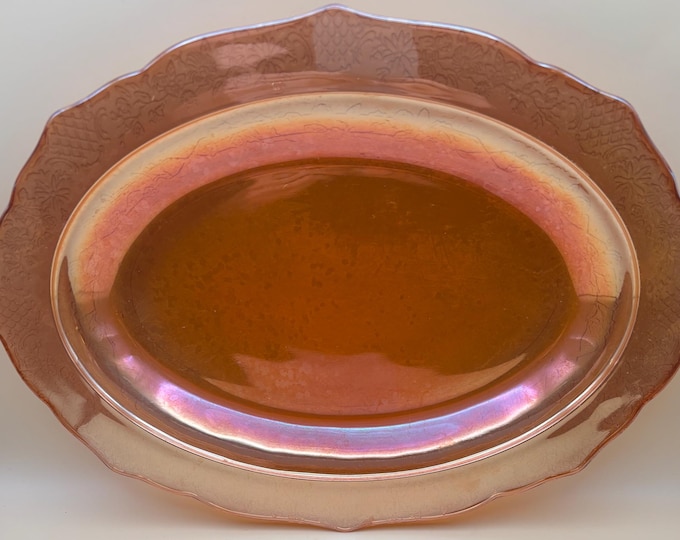 Vintage Federal Glass Marigold Carnival Glass Platter Orange Plate Lover Antiques and Vintage