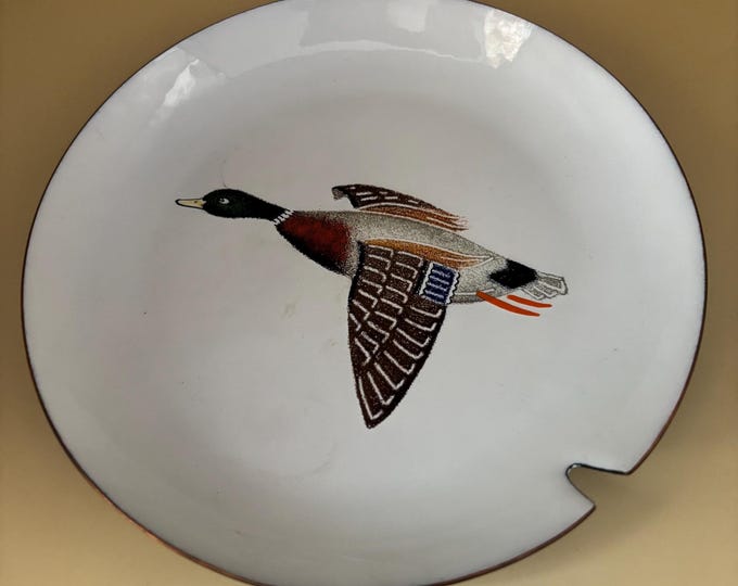 Vintage Mallard Enamel on Copper Plate Lover Antiques and Vintage