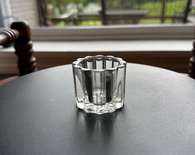 Vintage Clear Cut Glass Votive Candle Holder, Crystal Dish, Salt Dish, Container, Figurine, Sugar Dish, Toothpick Holder, Lover Antiques
