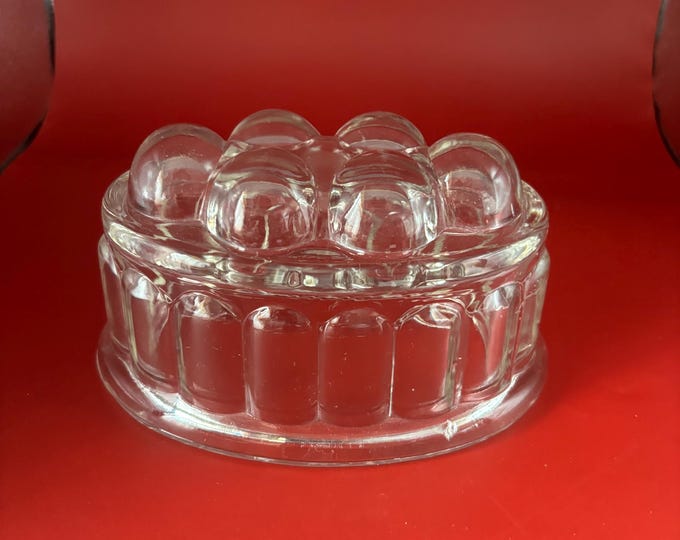 Vintage Round Glass Jelly Mold Lover Antiques and Vintage