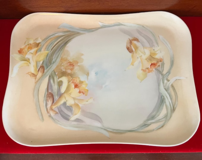 Vintage Limoges of France Porcelain Tray Dish Daffodils Whimsical Stamped Limoges Flowers Design Lover Antiques and Vintage