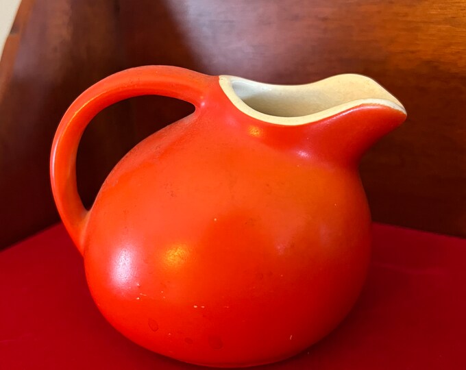 Vintage Cameron Clay Products Miniature Orange Pitcher, Clay Pitcher, Orange Pot, Lover Antiques and Vintage