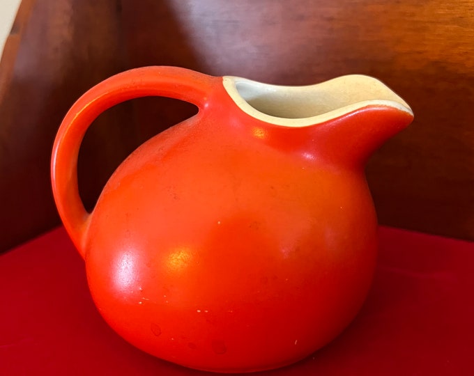 Vintage Cameron Clay Products Miniature Orange Pitcher, Clay Pitcher, Orange Pot, Lover Antiques and Vintage