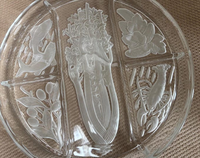 Antique 5 Part Divided Relish Glass Bowl Divided Glass Dish Lover Antiques and Vintage