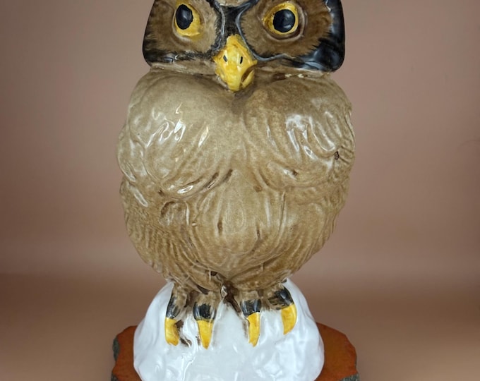 Mid Century Italian Pottery Owl Statue Figurine Gift Lover Antiques and Vintage