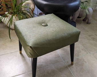Mid Century Modern Green Stool Modern Ottoman Photographers Seat Lover Antiques and Vintage