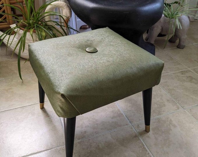 Mid Century Modern Green Stool Modern Ottoman Photographers Seat Lover Antiques and Vintage