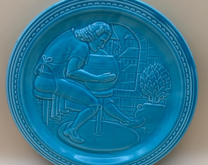 Vintage World's Fair Fiesta Turquoise Ceramic Plate "The American Potter" Homer Laughlin Blue Plate Lover Antiques and Vintage