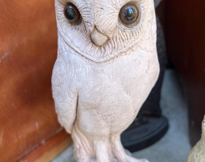 Antique Carved Pink Stone Owl Statue Stone Owl Figure Lover Antiques and Vintage