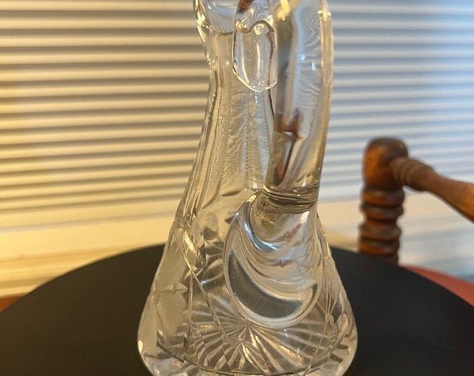 Antique Flint Crystal Cruet Vase with Handle ABP American Brilliant Cut Glass with Floral Star Decoration Lover Antiques and Vintage