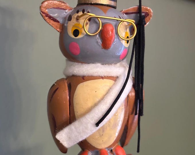 Kurt S. Adler Owl Graduate Ornament, 1985 Graduation Owl on Books