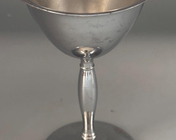 Stainless Chrome Stem Cordial Glass | Antique Silver Cup for Gift or Collecting
