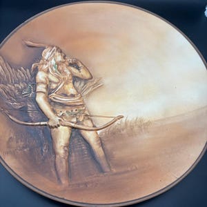 Antique NC Wyeth The Hunter Nippon Indian Plate 1906 Hand Painted Wall Hanging Lover Antiques and Vintage