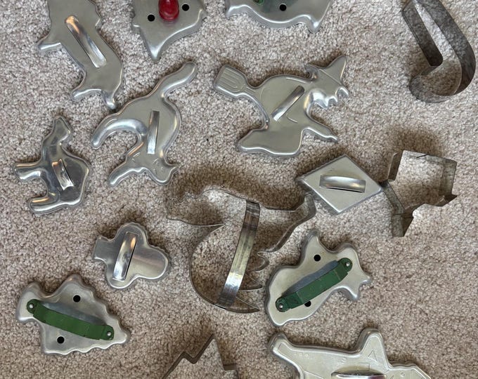 Vintage Collection of Tin Cookie Cutters Variety Lot Lover Antiques and Vintage