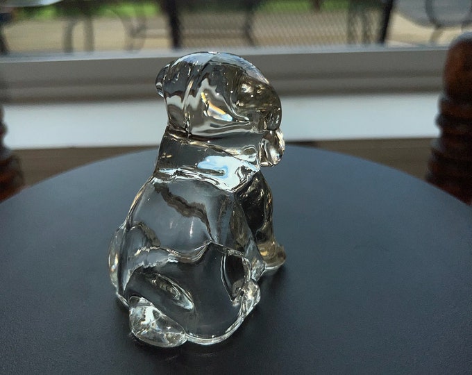 Vintage Mopey Sad Puppy Dog Hollow Glass Art Figurine Clear Glass 1940’s Federal Glass Lover Antiques and Vintage