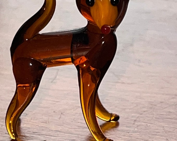 Vintage Amber Hand Blown Glass Monkey Art Glass Amber Glass Animals Lover Antiques and Vintage