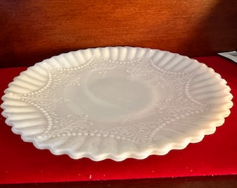 Depression Milk Glass White Monax Petalware Salad Plate, 8” Lace Pattern, White Special Glass Plate, Lover Antiques and Vintage