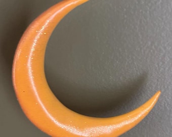 Vintage Resin Moon Ornament Signed Stouffer Crescent Moon Art Lover Antiques and Vintage