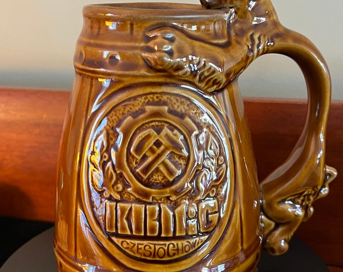 Vintage Lion Stein Mug, Czestochowa Poland Cup with Lion Handle, Lover Antiques and Vintage