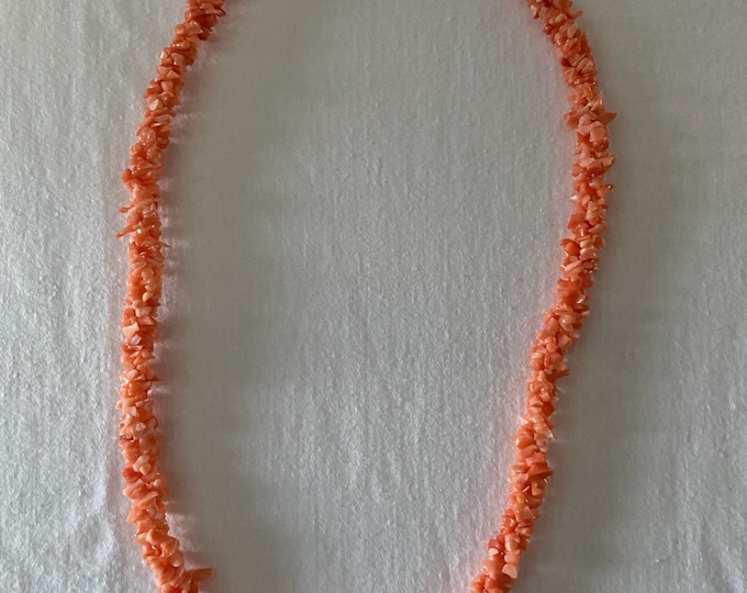Vintage Coral Chip Twisted Strand Necklace Orange Bright Jewelry Unique Gift Lover Antiques and Vintage