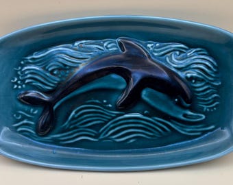 Vintage Poole Pottery Dolphin Trinket Dish Tray Lover Antiques and Vintage